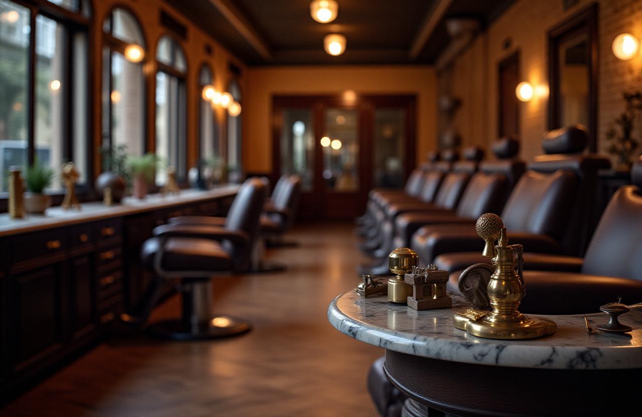 Interno elegante della barberia Mythoscuro Barbiere a Roma